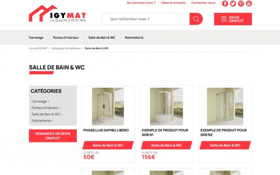 creation site web vente de materiaux quimper