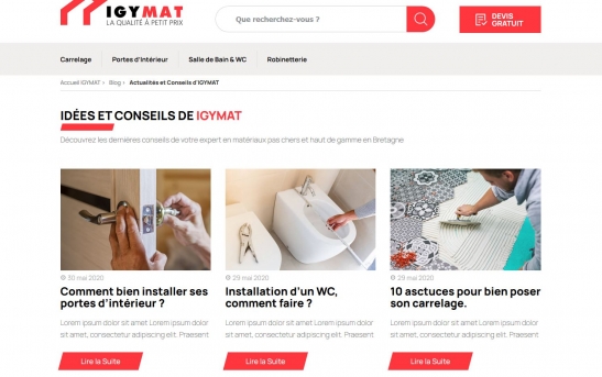 creation site web vente de materiaux quimper