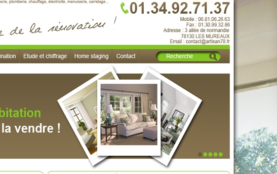 onglet recherche intégré au site web rénovation