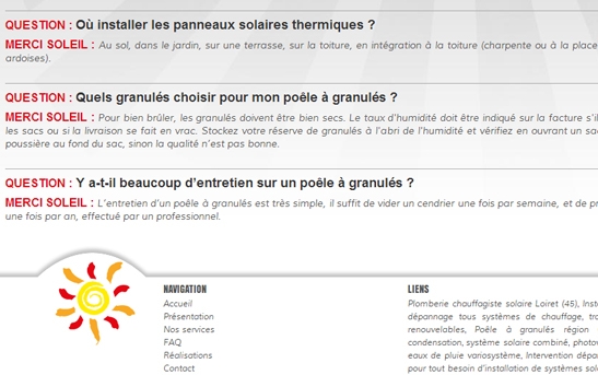 faq site solaire plombier