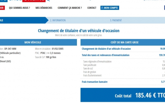 Création d'un site web pour démarches de carte grise en ligne