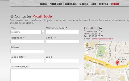 page contact du site