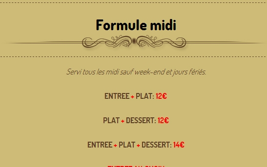 formule midi restaurant