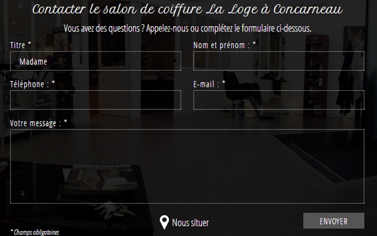 site web page contact salon coiffure