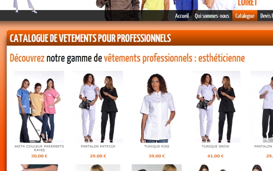 gamme vêtements pros en ligne