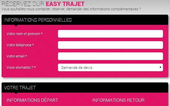 réservation en ligne du trajet