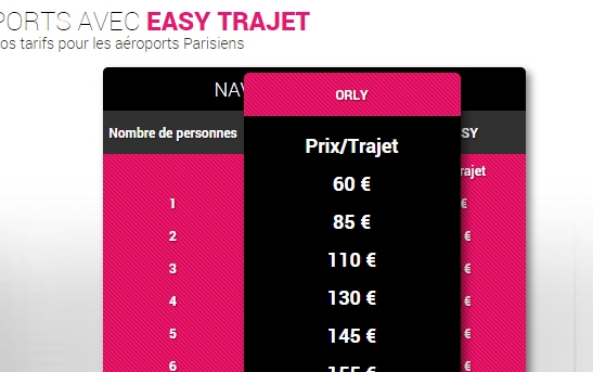 tableau tarifs transport 