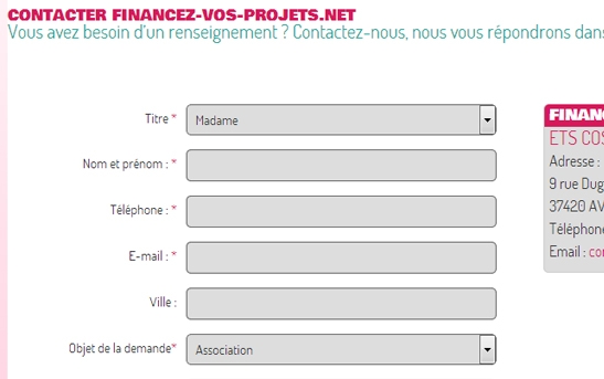 page contact site revendeur