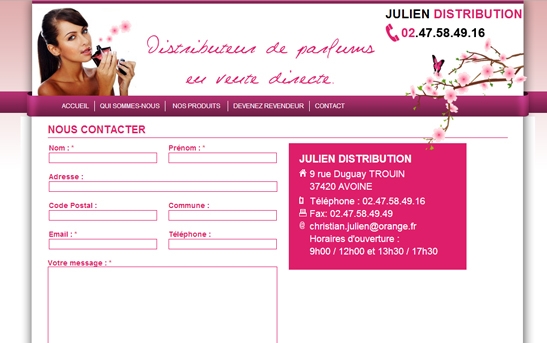 page contact site vendeur parfum